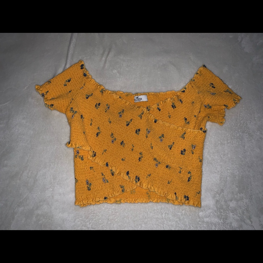 Cropped wrap off the shoulder top